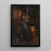 Alte Frau beim Spinnen - Ernst Josephson — gerahmtes Bild an der Wand