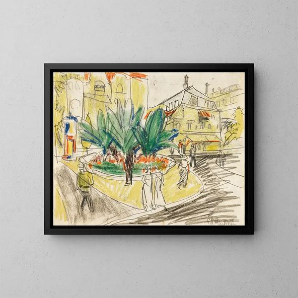 Der bosquet d'Albertplatz à Dresde - Ernst Ludwig Kirchner — gerahmtes Bild an der Wand