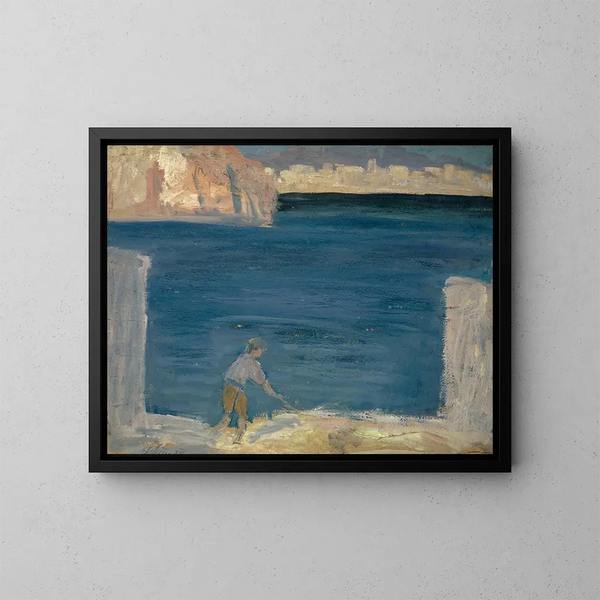 Am Hafen von Palma de Mallorca - Ernst Schiess — gerahmtes Bild an der Wand