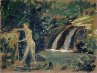 Ernst Schiess - Bathing Boy in a River in the Woods.webp
