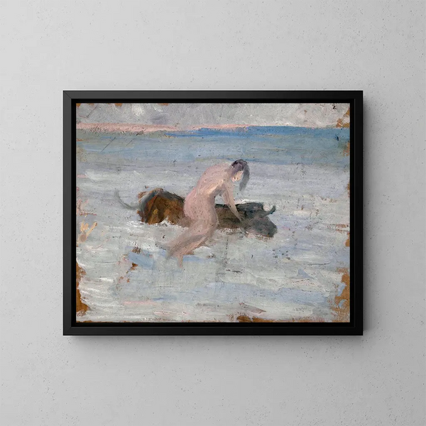 Europäisches Gemälde des schwimmenden Stiers - Ernst Schiess — gerahmtes Bild an der Wand