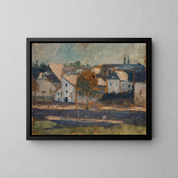 Kleine Stadt am Kanal - Ernst Schiess — gerahmtes Bild an der Wand