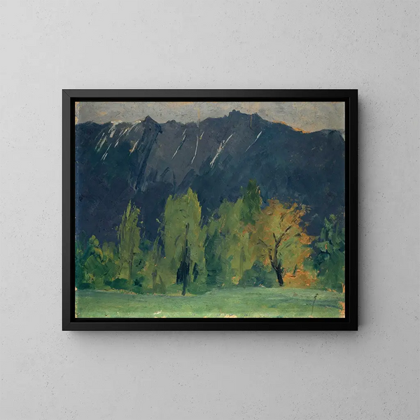 Landschaft mit Bergen - Ernst Schiess — gerahmtes Bild an der Wand