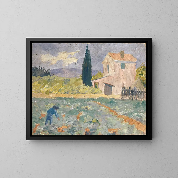 Ferme du Sud avec champ - Ernst Schiess — gerahmtes Bild an der Wand