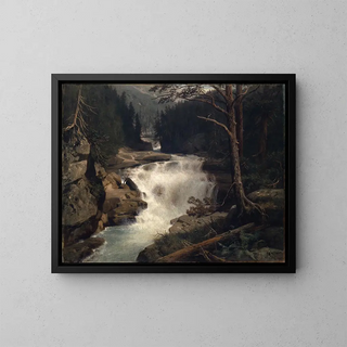 Kaskade im Avers-Tal - Ernst Schiess — gerahmtes Bild an der Wand