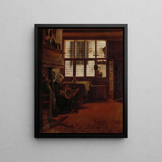 Esaias Boursse - Interior with Woman at the Spinning Wheel.webp