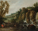 Ein felsiges Landschaft mit Wasserfall und Ruth und Boas - Esaias van de Velde — Ansicht des Kunstwerks