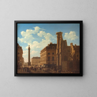 La place Vendôme et la rue de Castiglione avec les ruines de l'église des Feuillants - Étienne Bouhot — gerahmtes Bild an der Wand