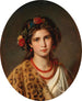 Portrait eines Mädchens mit einer Rosenkrone im Haar und Leopardenhaut - Eugen Felix — Ansicht des Kunstwerks