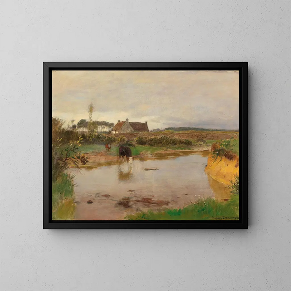 Flusslandschaft mit Khen - Eugen Jettel — gerahmtes Bild an der Wand