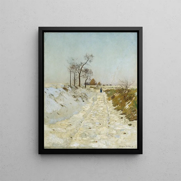 Route creuse en hiver - Eugen Jettel — gerahmtes Bild an der Wand