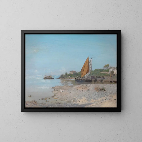 Landschaftsbild am Ufer des Ika Ika bei Abbazia - Eugen Jettel — gerahmtes Bild an der Wand