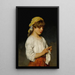 Junge Frau strickend mit einem Schal - Eugen von Blaas — gerahmtes Bild an der Wand