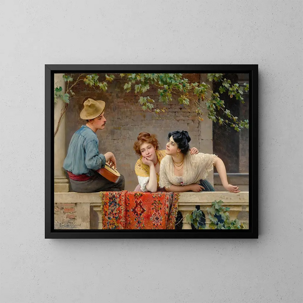 Der Mandolinenspieler - Eugen von Blaas — gerahmtes Bild an der Wand