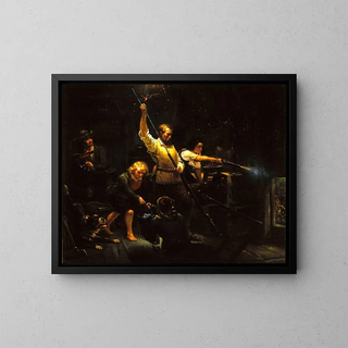 Attaque indienne - Eugene Benson — gerahmtes Bild an der Wand