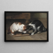 Zwei Katzen mit Beute - Eugène Remy Maes — gerahmtes Bild an der Wand