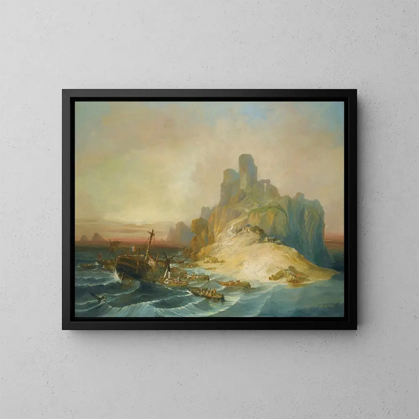 Schiffsunglück vor der Küste - Eugenio Lucas Velázquez — gerahmtes Bild an der Wand