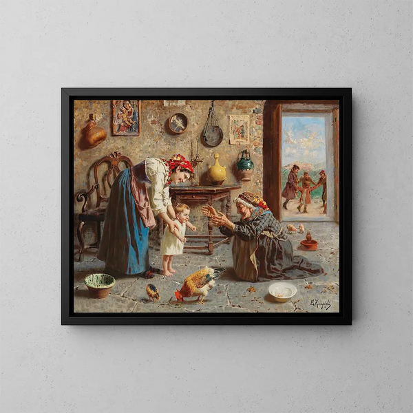 Erste Schritte - Eugenio Zampighi — gerahmtes Bild an der Wand
