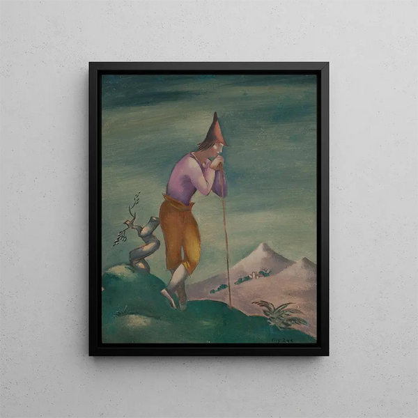 Landschaft mit einem Vagabunden - Eugeniusz Zak — gerahmtes Bild an der Wand