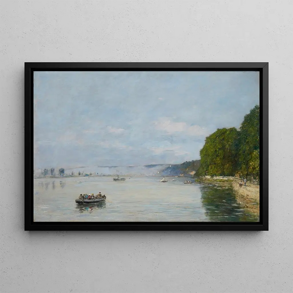 Caudebec-en-Caux, Boote auf der Seine - Eugène Boudin — gerahmtes Bild an der Wand