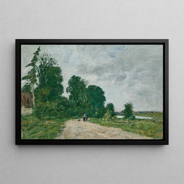 Weg am Flussufer - Eugène Boudin — gerahmtes Bild an der Wand