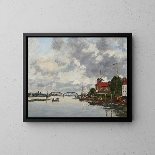 Pont de Dordrecht sur la Meuse - Eugène Boudin — gerahmtes Bild an der Wand
