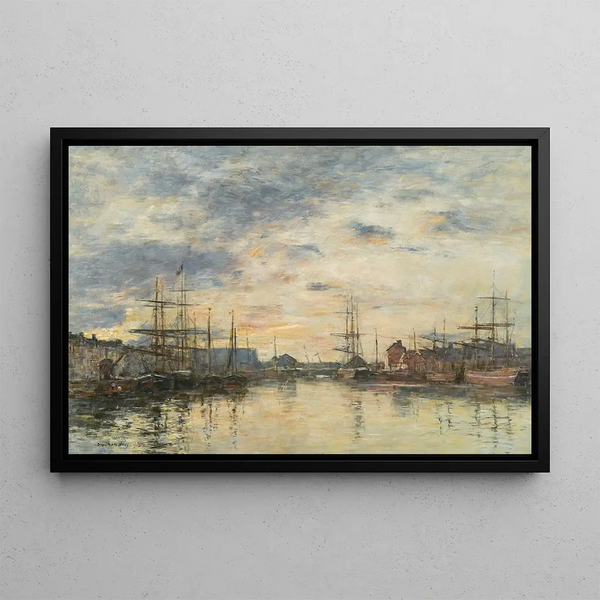 Fécamp, der Hafen bei Sonnenuntergang - Eugène Boudin — gerahmtes Bild an der Wand