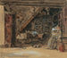 Bretonisches Innenraum-Gemälde, Aquarell - Eugène Boudin — Ansicht des Kunstwerks