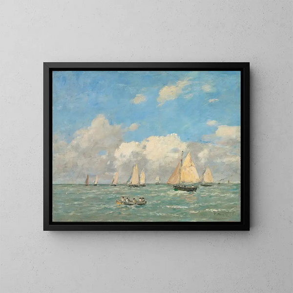 La Sortie des barques à Trouville - Eugène Boudin — gerahmtes Bild an der Wand