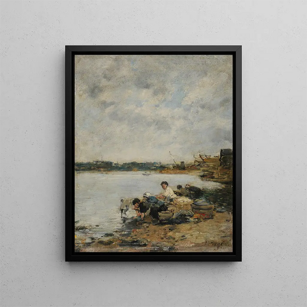 La Touques am Morgen - Eugène Boudin — gerahmtes Bild an der Wand