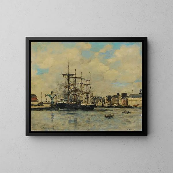 Le Havre, Bassin de la Barre - Eugène Boudin — gerahmtes Bild an der Wand