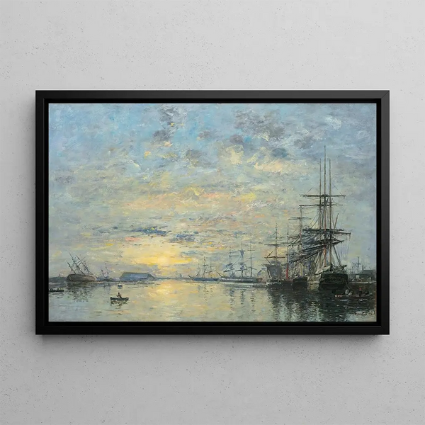 Le Havre, Bassin de l'Eure - Eugène Boudin — gerahmtes Bild an der Wand