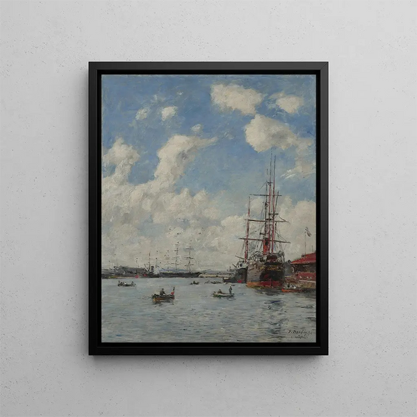 Le Havre der Eura-Bassin - Eugène Boudin — gerahmtes Bild an der Wand