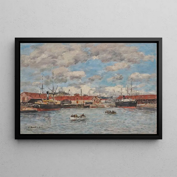 Le Havre, der Dock-Becken - Eugène Boudin — gerahmtes Bild an der Wand