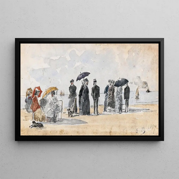 Les Crinolines - Eugène Boudin — gerahmtes Bild an der Wand