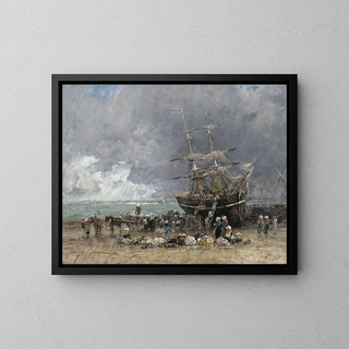 Rückkehr des Neufundländers - Eugène Boudin — gerahmtes Bild an der Wand