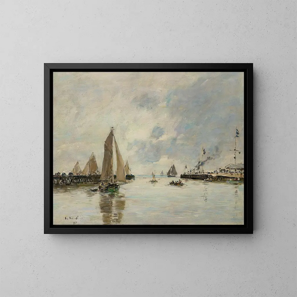 Trouville, die Piers bei Flut - Eugène Boudin — gerahmtes Bild an der Wand