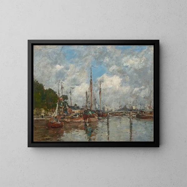 Ein Ecke des Hafens in Trouville - Eugène Boudin — gerahmtes Bild an der Wand