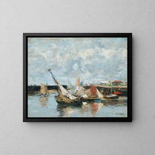 Barques à Trouville, marée basse - Eugène Boudin — gerahmtes Bild an der Wand