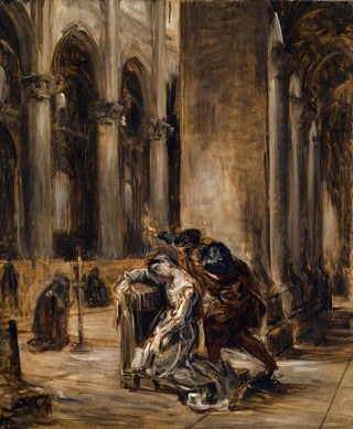 Eugne Delacroix - Gretchen in the Church Goethe Faust Part I scene in the cathedral.webp