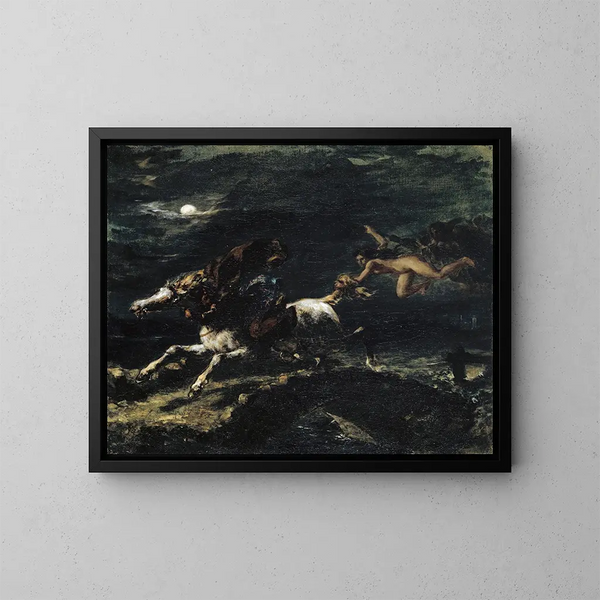 Tam O'Shanter verfolgt von den Hexen - Eugène Delacroix — gerahmtes Bild an der Wand