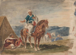 Drei arabische Reiter in einem Lager - Eugène Delacroix — Ansicht des Kunstwerks