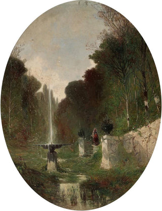 Eugne Deshayes - Romantic Landscape with Fountain.webp