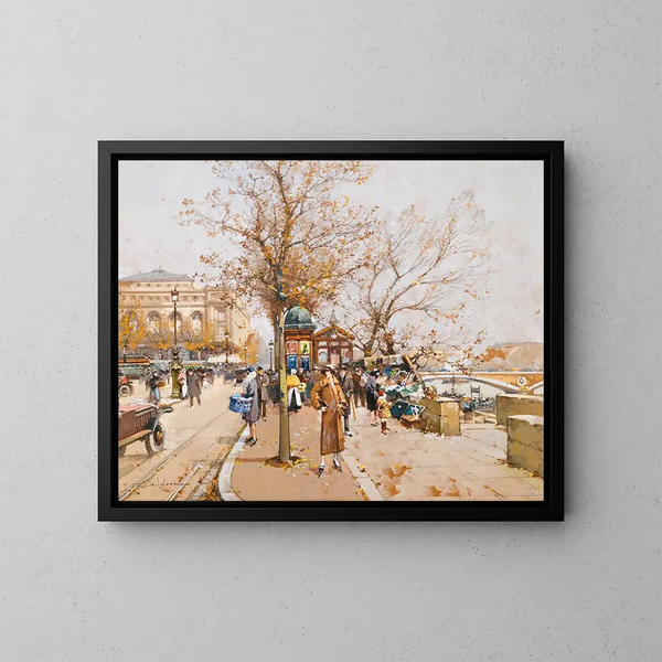 La Place du Châtelet, Paris - Eugène Galien-Laloue — gerahmtes Bild an der Wand