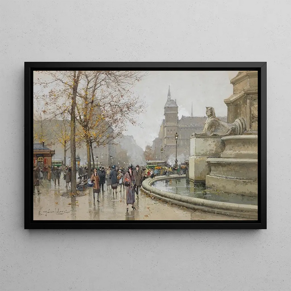 Eugne GalienLaloue - La fontaine du Palmier place du Chtelet.webp