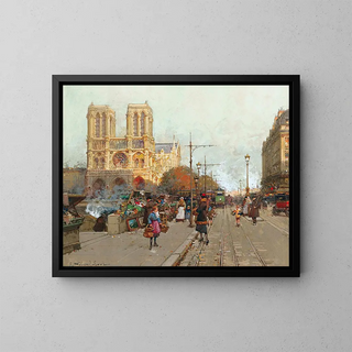 Notre-Dame de Paris vue du quai de Montebello - Eugène Galien-Laloue — gerahmtes Bild an der Wand