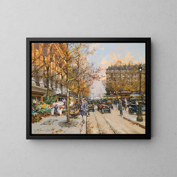 Place de la Madeleine - Eugène Galien-Laloue — gerahmtes Bild an der Wand