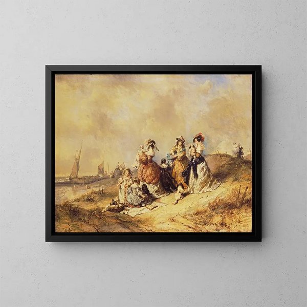 Eine Spaziergang am Meer - Eugène Isabey — gerahmtes Bild an der Wand