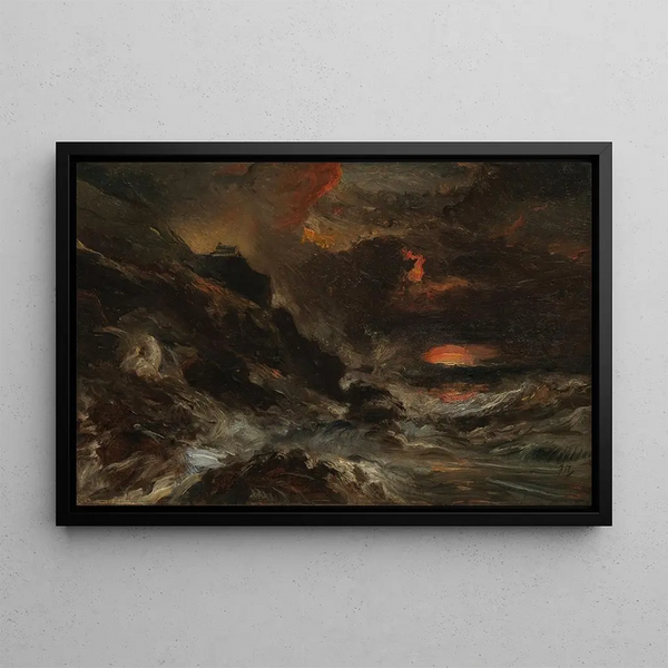 Eine Sturm an der Nordseeküste - Eugène Isabey — gerahmtes Bild an der Wand