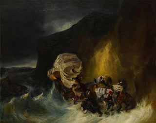 Eugne Isabey - Caravan Caught in a Storm Along the Shore.webp